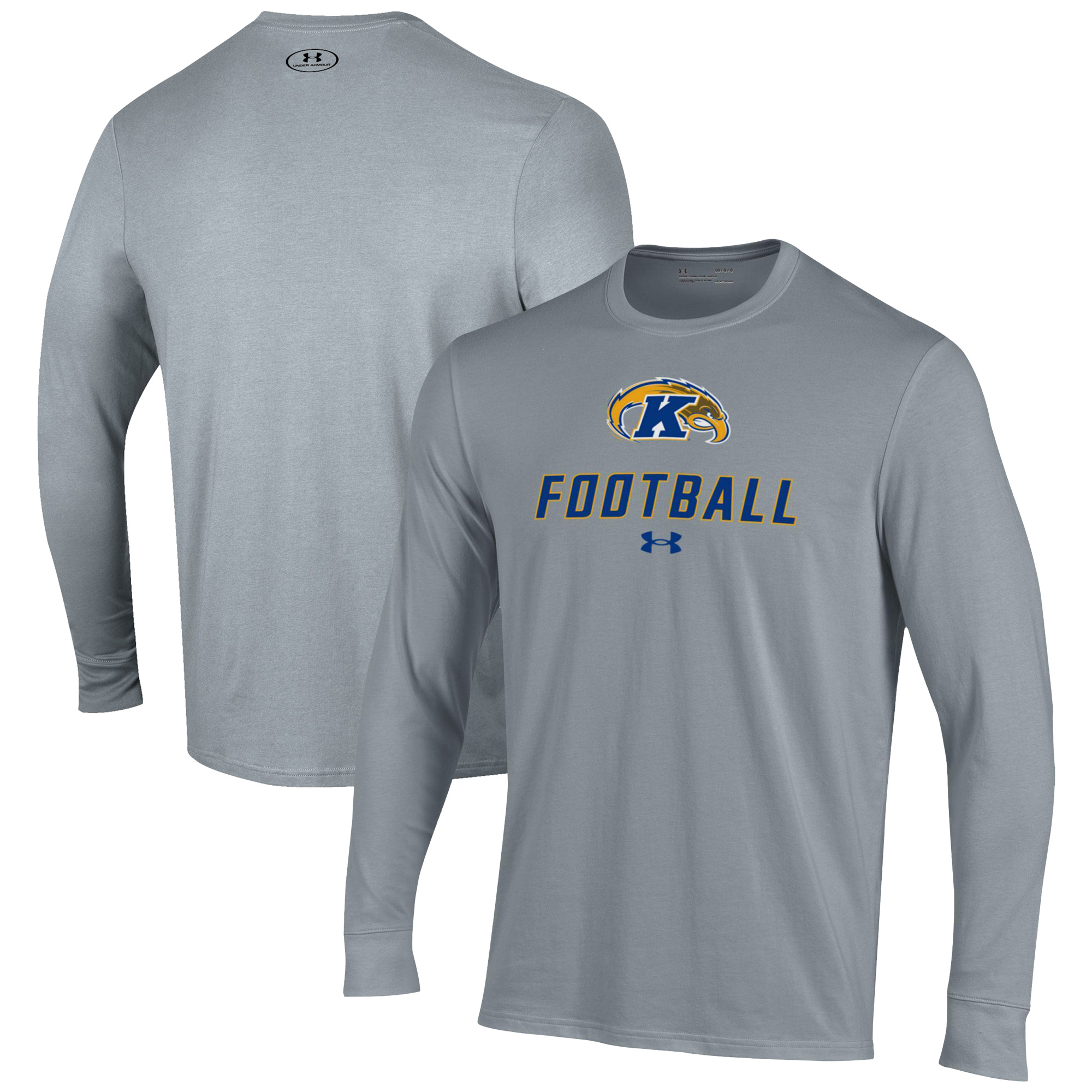 Men’s Under Armour Grey Kent State Golden Flashes Football Performance Long Sleeve T-Shirt Men’s Under Armour Grey Kent State Golden Flashes Football Performance Long Sleeve T-Shirt