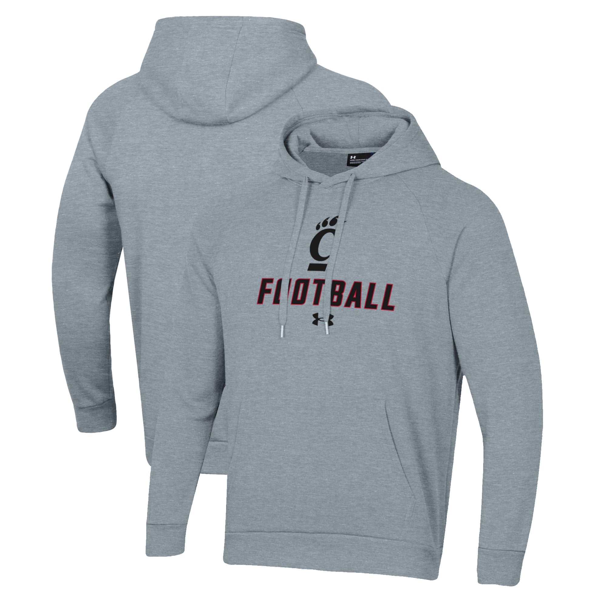 Men's Under Armour Grey Cincinnati Bearcats Football Rival Fleece Pullover Hoodie