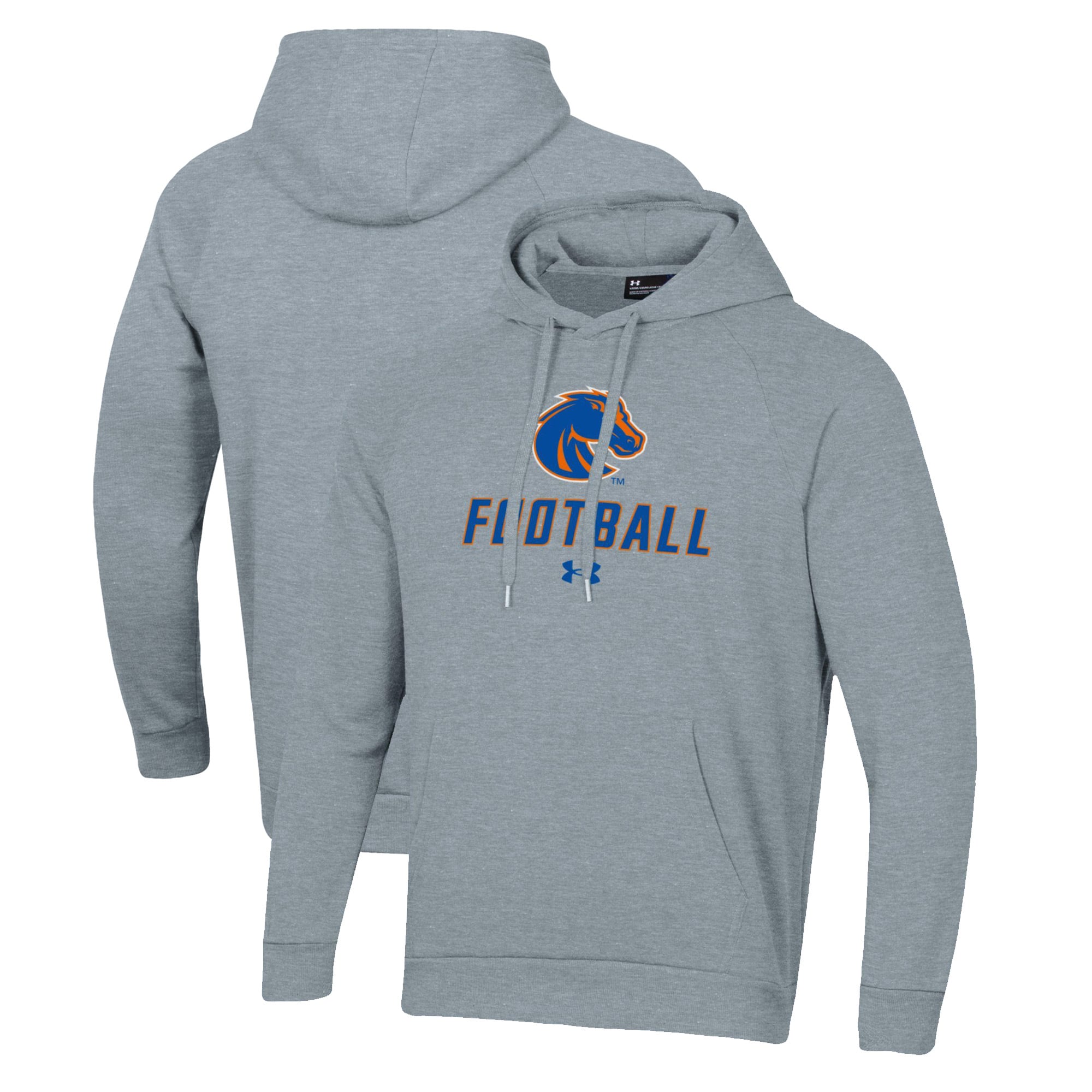 Men's Under Armour Grey Boise State Broncos Football Rival Fleece Pullover Hoodie