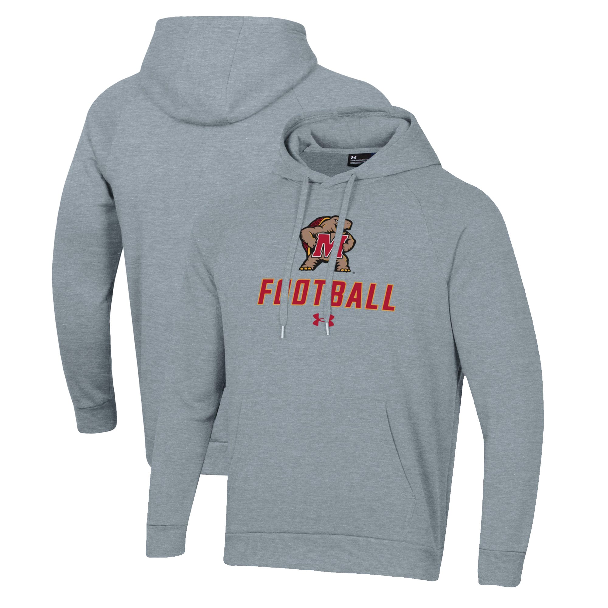 Men's Under Armour Grey Maryland Terrapins Football Rival Fleece Pullover Hoodie