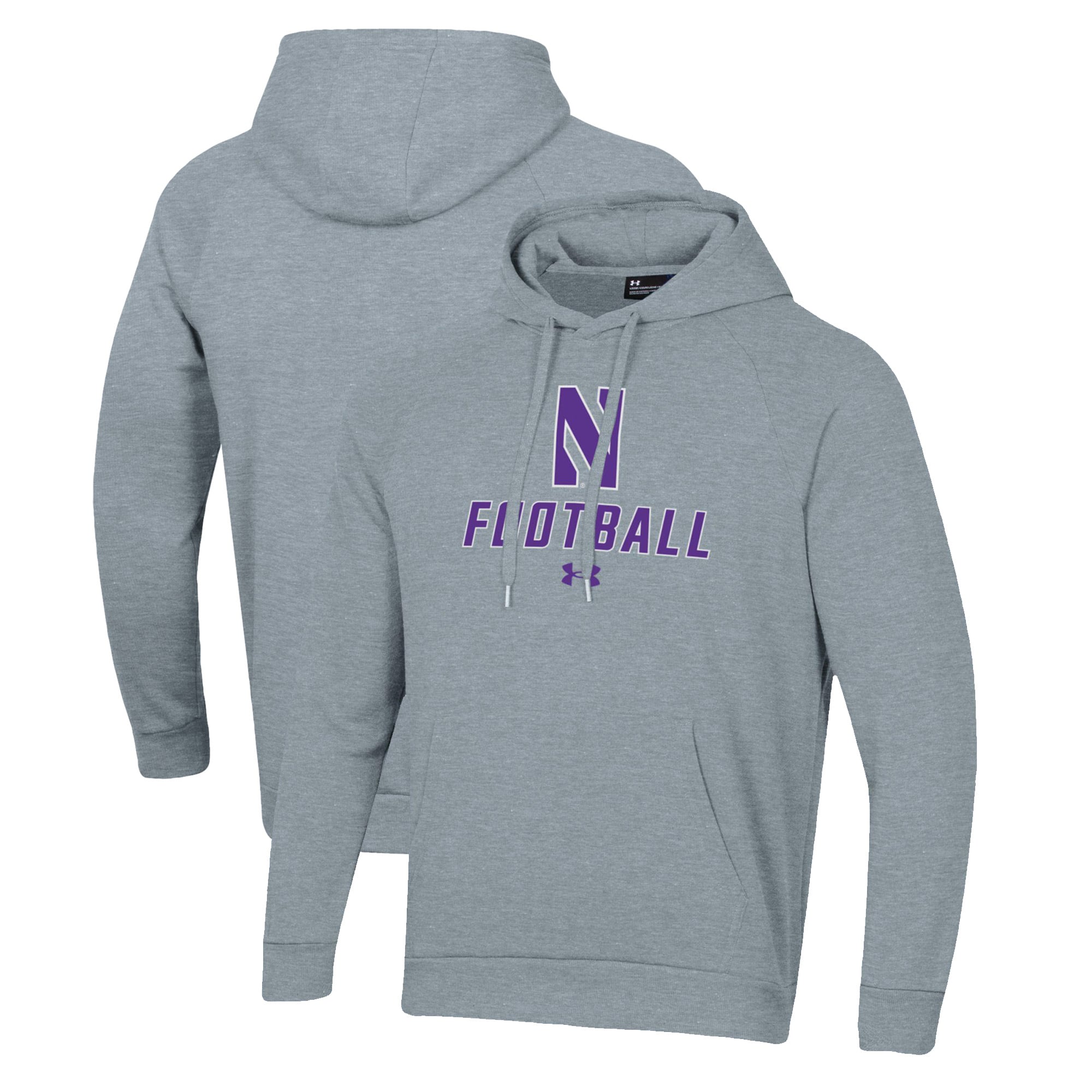 Men's Under Armour Grey Northwestern Wildcats Football Rival Fleece Pullover Hoodie