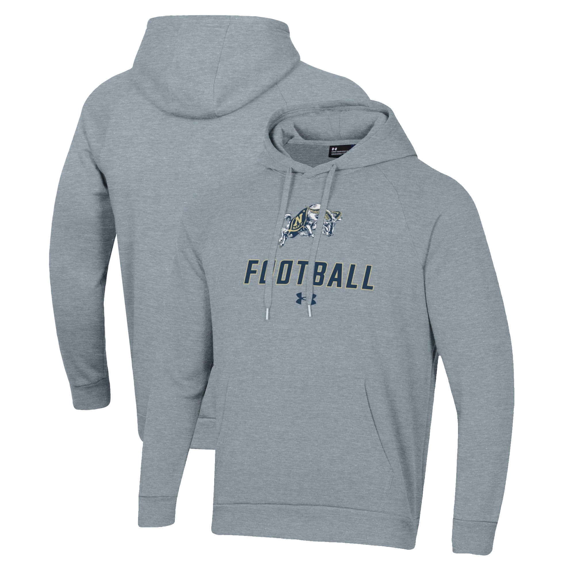 Men's Under Armour Grey Navy Midshipmen Football Rival Fleece Pullover Hoodie