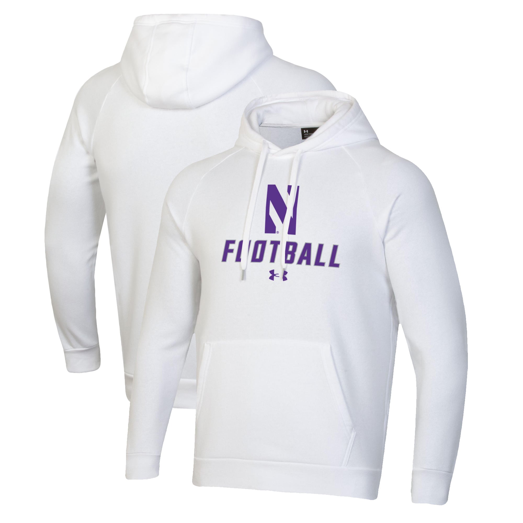 Men's Under Armour White Northwestern Wildcats Football Rival Fleece Pullover Hoodie