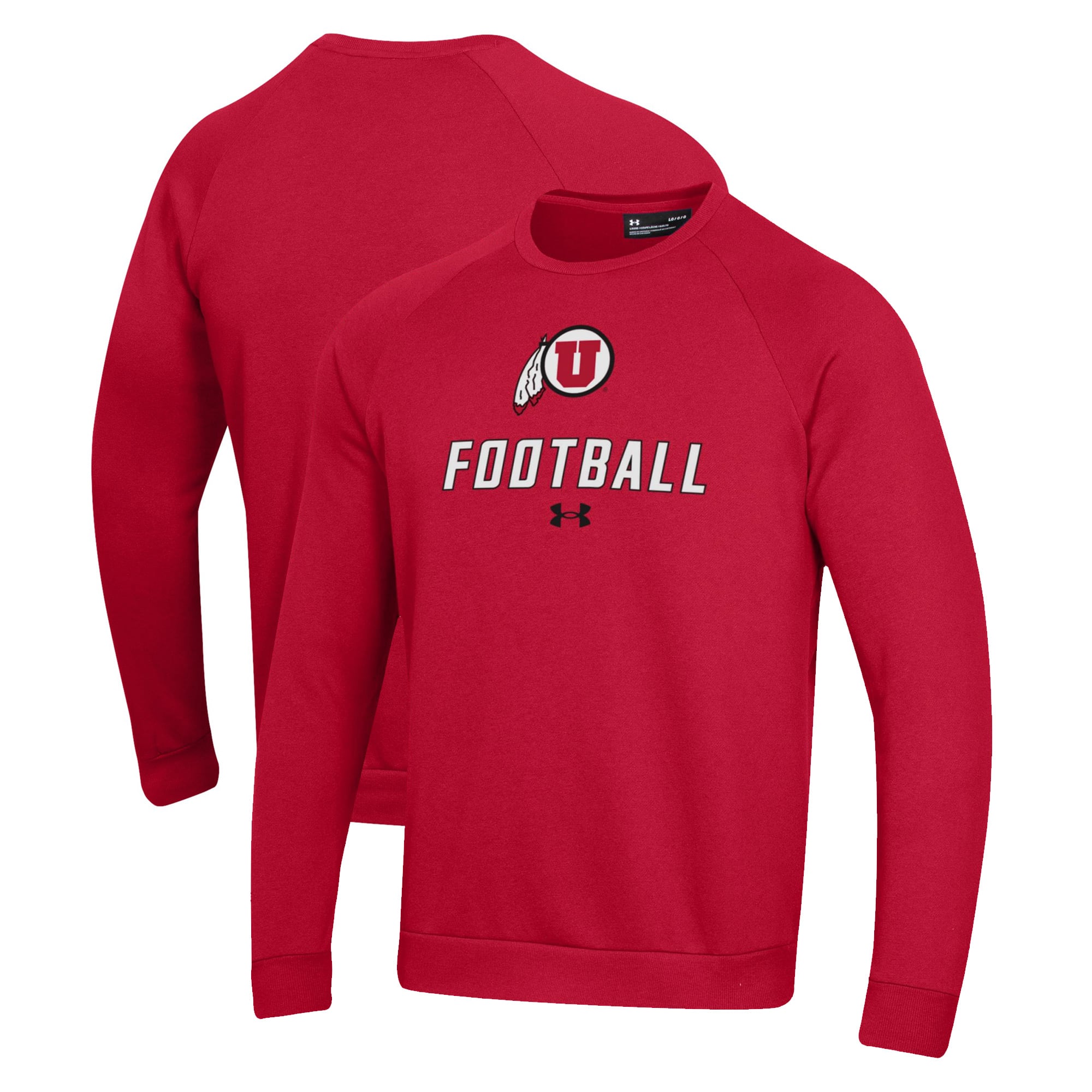 Men's Under Armour Red Utah Utes Football Rival Fleece Raglan Pullover Sweatshirt
