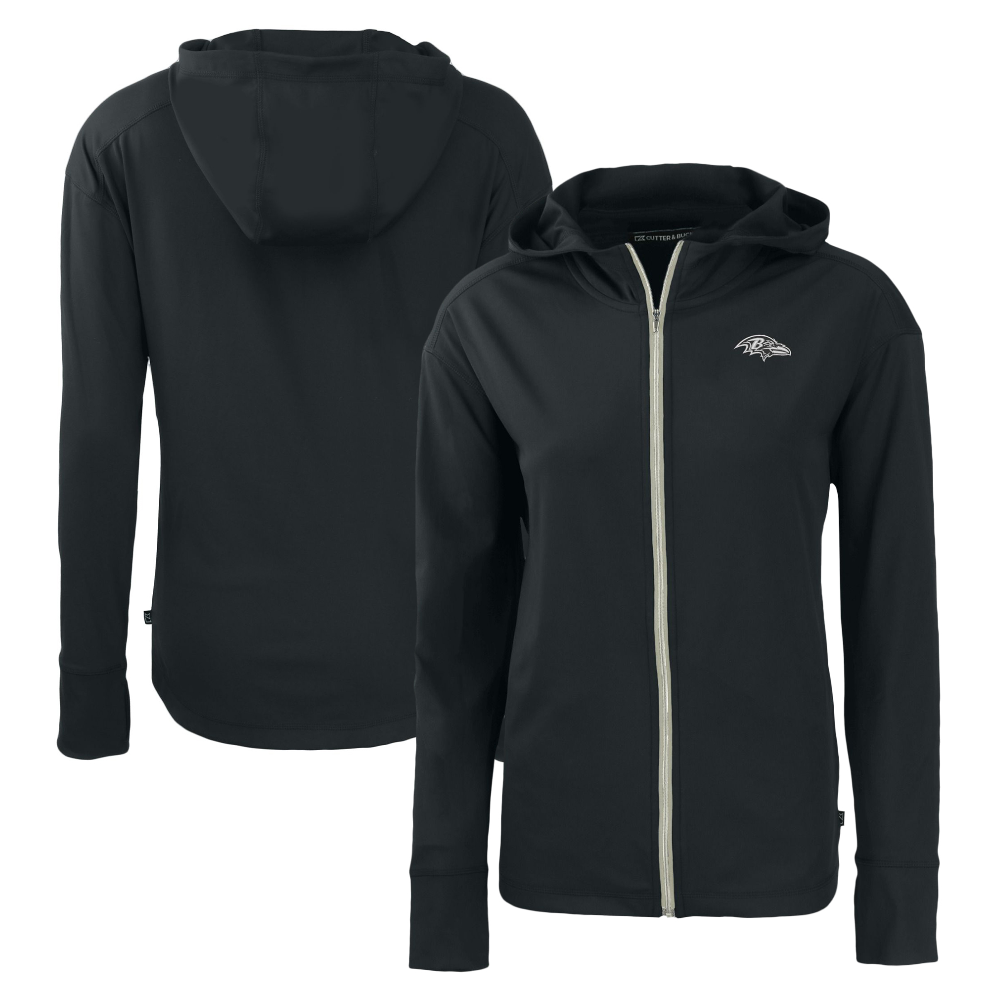 Women's Cutter & Buck Black Baltimore Ravens Daybreak Eco Recycled Full-Zip Hoodie