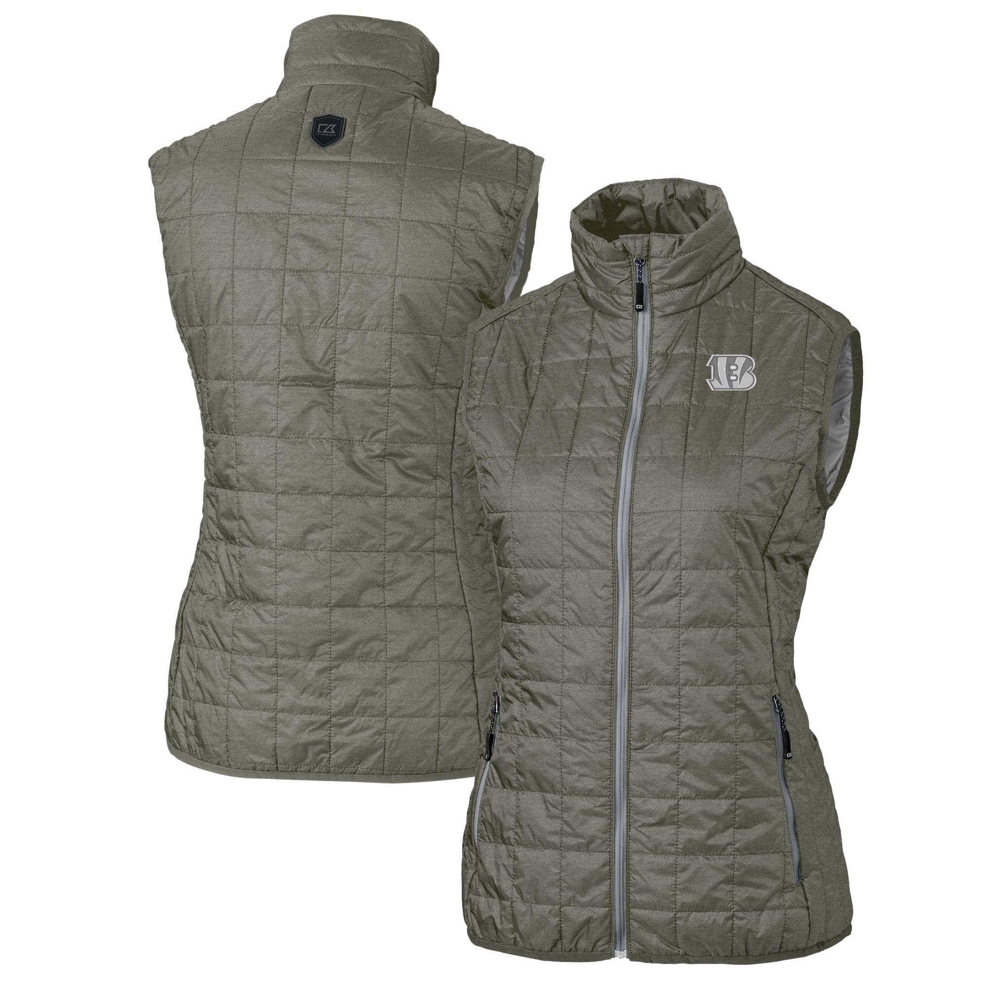 Women’s Cutter & Buck Heather Gray Cincinnati Bengals Rainier PrimaLoft Eco Insulated Full-Zip Puffer Vest Women’s Cutter & Buck Heather Gray Cincinnati Bengals Rainier PrimaLoft Eco Insulated Full-Zip Puffer Vest