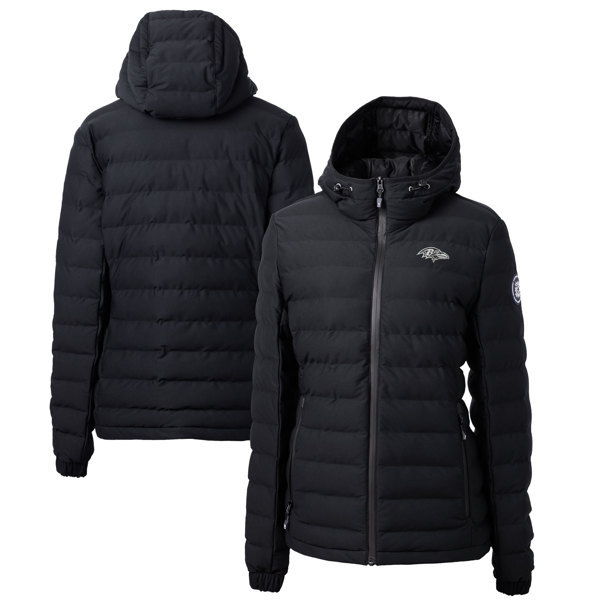 Women's Cutter & Buck Black Baltimore Ravens Mission Ridge Repreve® Eco Insulated Full-Zip Hoodie Puffer Jacket