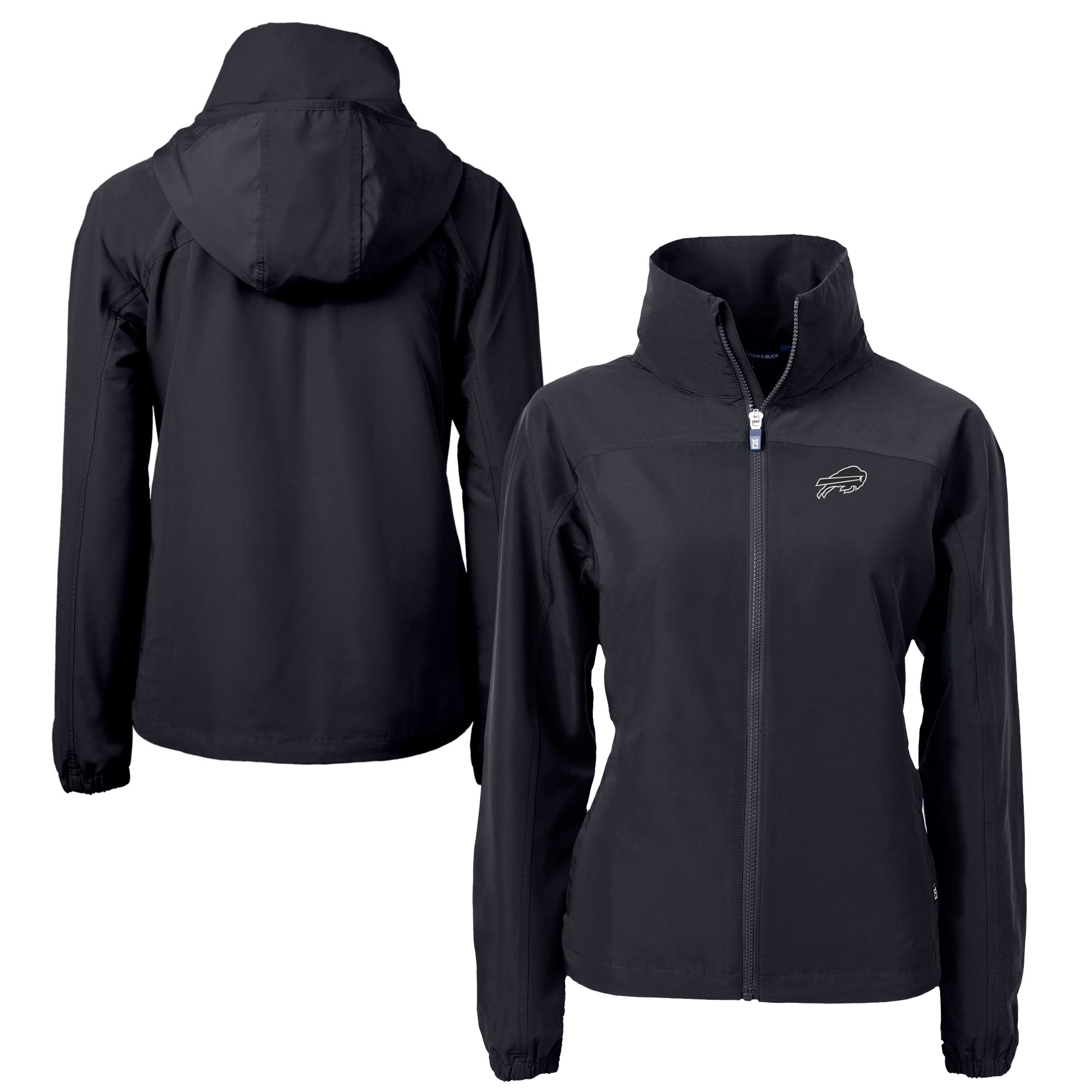 Women's Cutter & Buck Black Buffalo Bills Charter Eco Recycled Full-Zip Hoodie Jacket