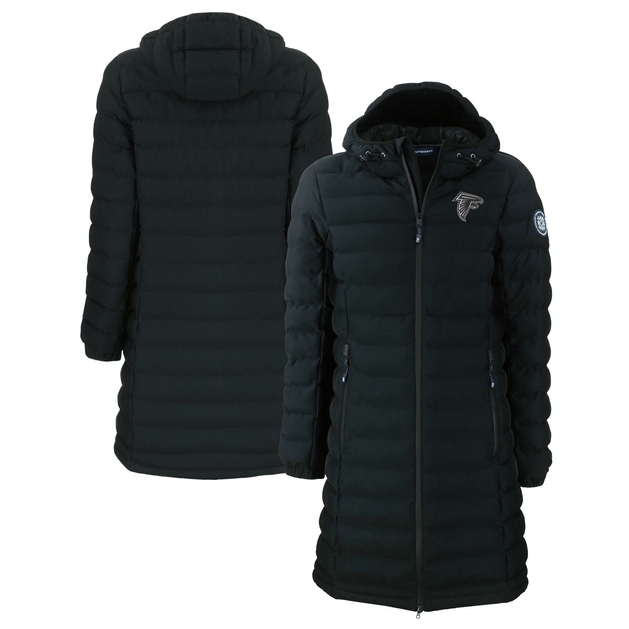 Women's Cutter & Buck Black Atlanta Falcons Mission Ridge Repreve Eco Insulated Full-Zip Hoodie Long Puffer Jacket