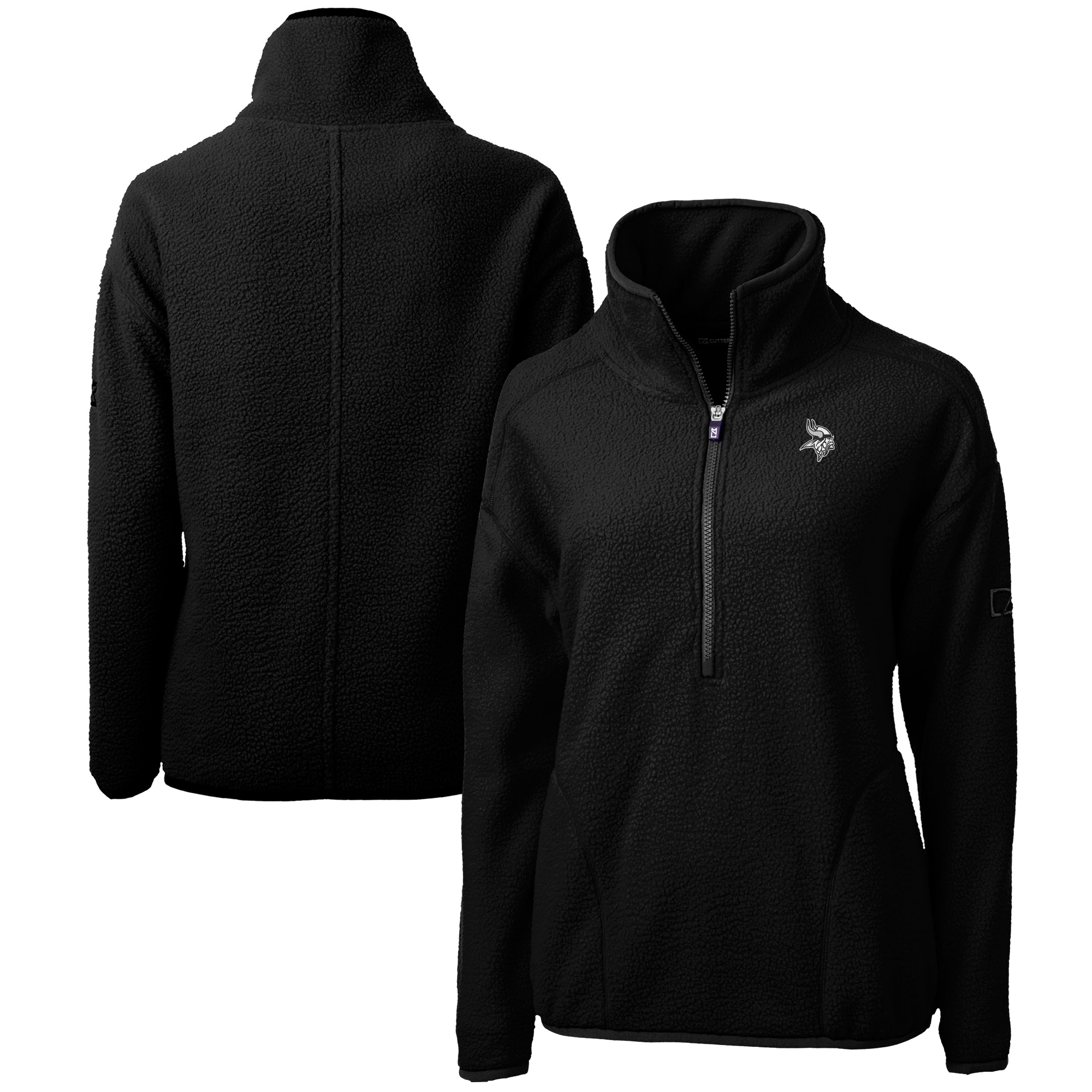 Women's Cutter & Buck Black Minnesota Vikings Cascade Eco Sherpa Fleece Half-Zip Jacket