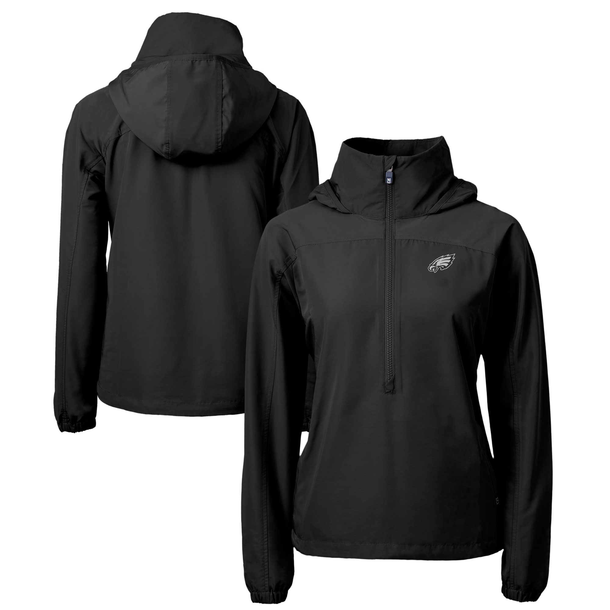 Women's Cutter & Buck Black Philadelphia Eagles Charter Eco Recycled Half-Zip Hoodie Anorak Jacket