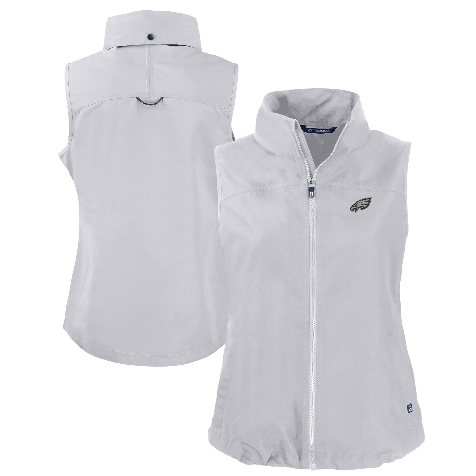 Women's Cutter & Buck Gray Philadelphia Eagles Charter Eco Recycled Full-Zip Hoodie Vest