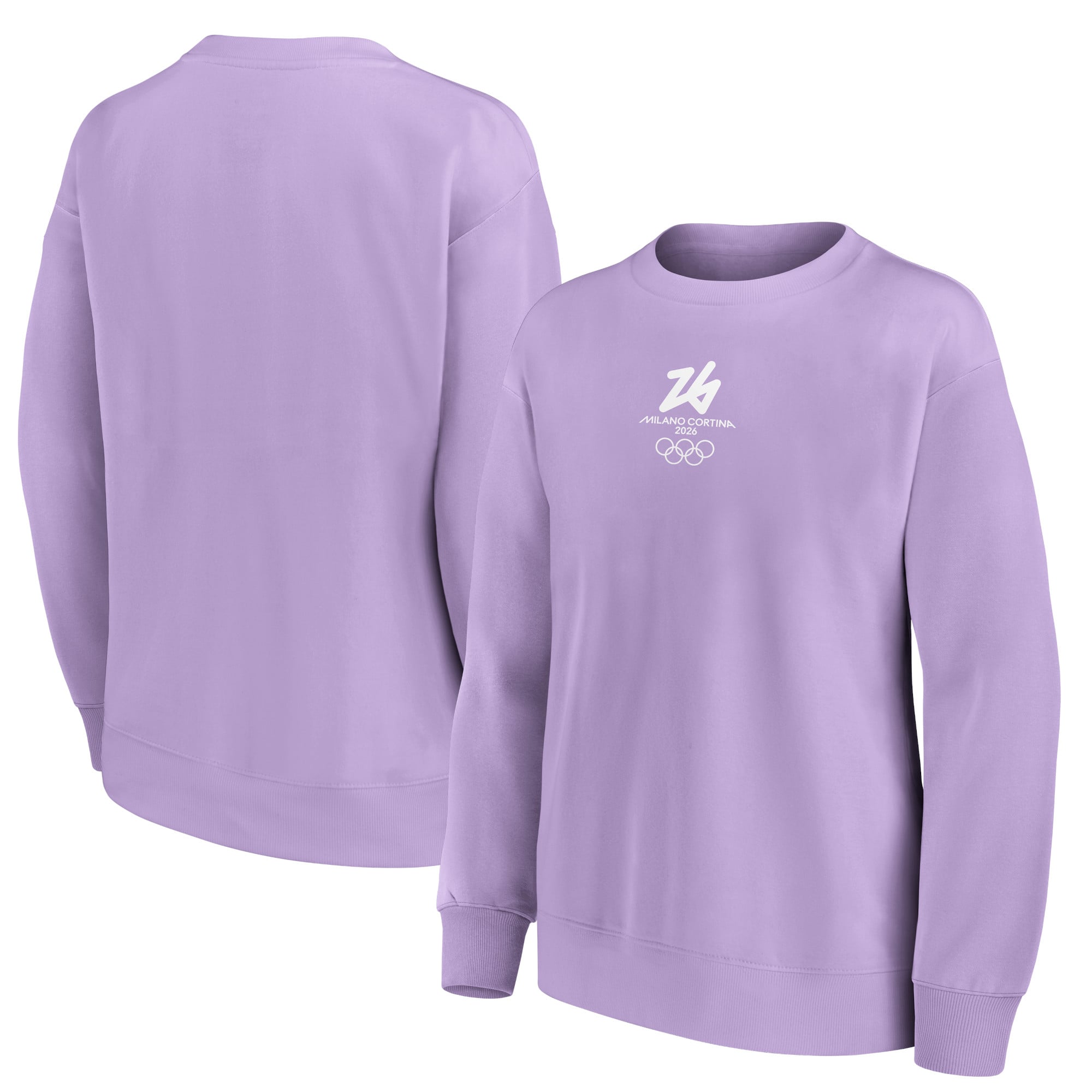 Felpa girocollo oversize con grafica mono logo Milano Cortina Olimpiadi 2026 - Viola - Donna