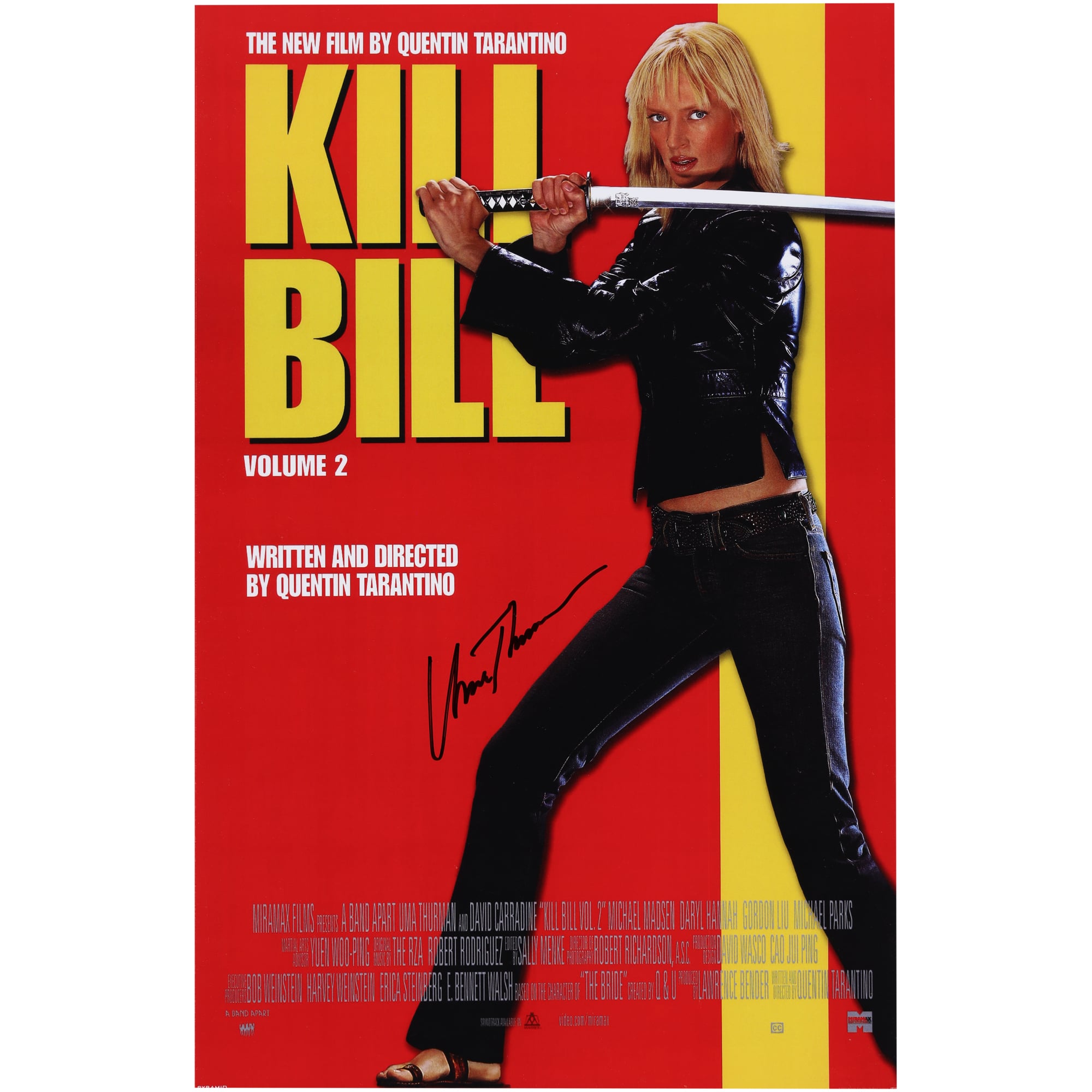 Uma Thurman Kill Bill Vol. 2 Autographed 11" x 17" Movie Poster