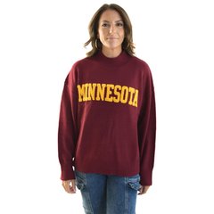 Women's Gameday Social Maroon Minnesota Golden Gophers Oversized Varsity Pullover Sweater