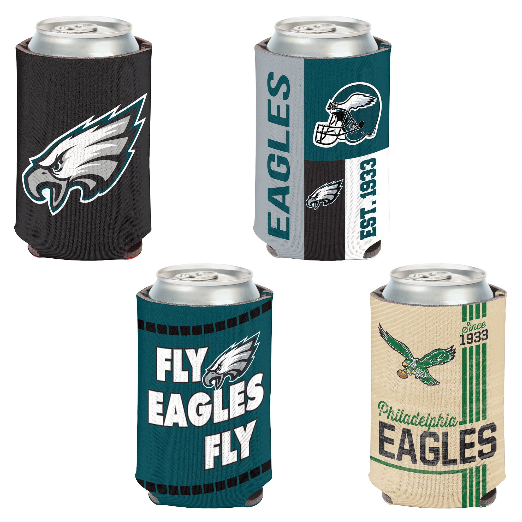 Ensemble de 4 refroidisseurs de canettes WinCraft Philadelphia Eagles de 355 ml
