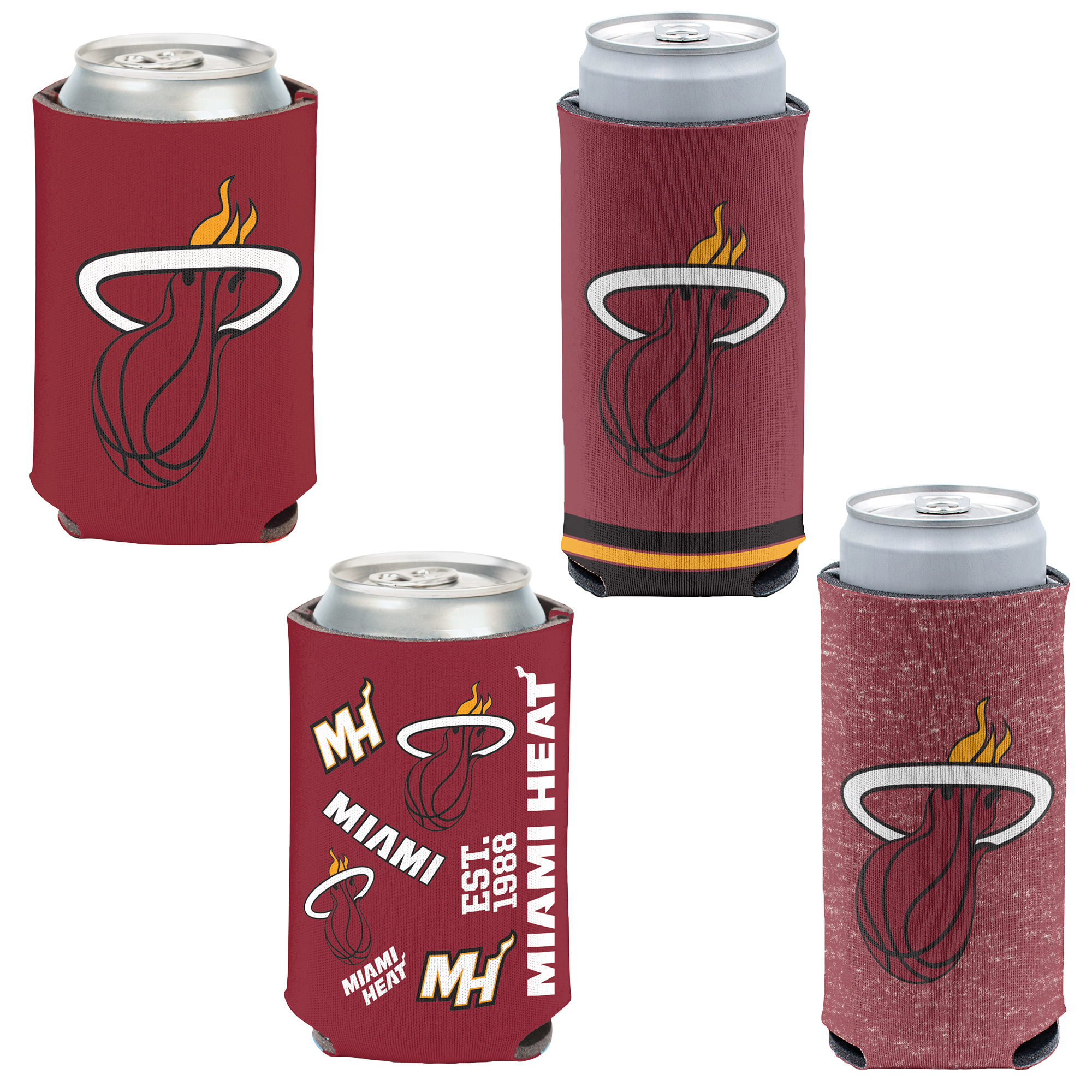 WinCraft Miami Heat 4-Pack 12oz. Can & Slim Can Cooler Set WinCraft Miami Heat 4-Pack 12oz. Can & Slim Can Cooler Set
