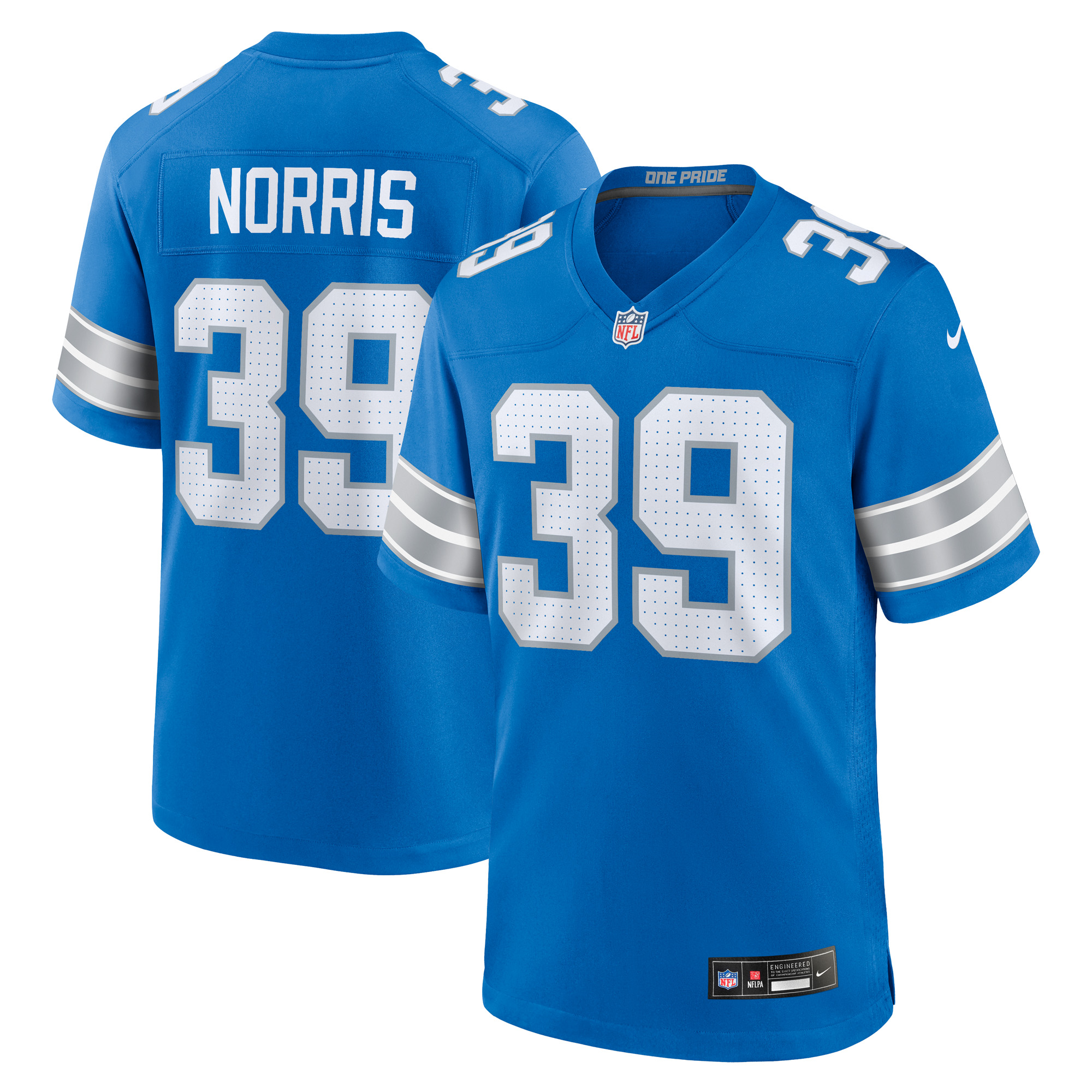 Men's Nike Morice Norris Blue Detroit Lions Game Jersey