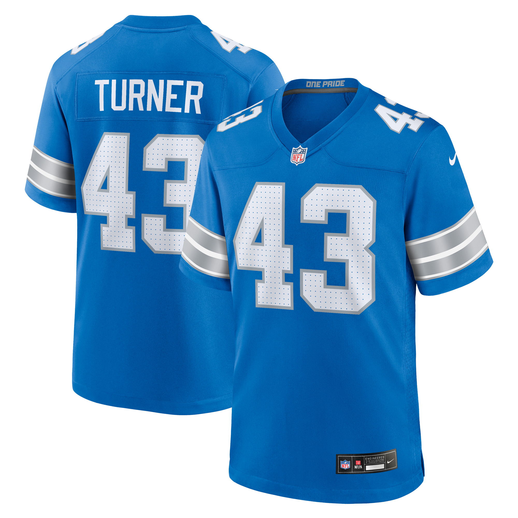 Men's Nike James Turner Blue Detroit Lions Game Jersey