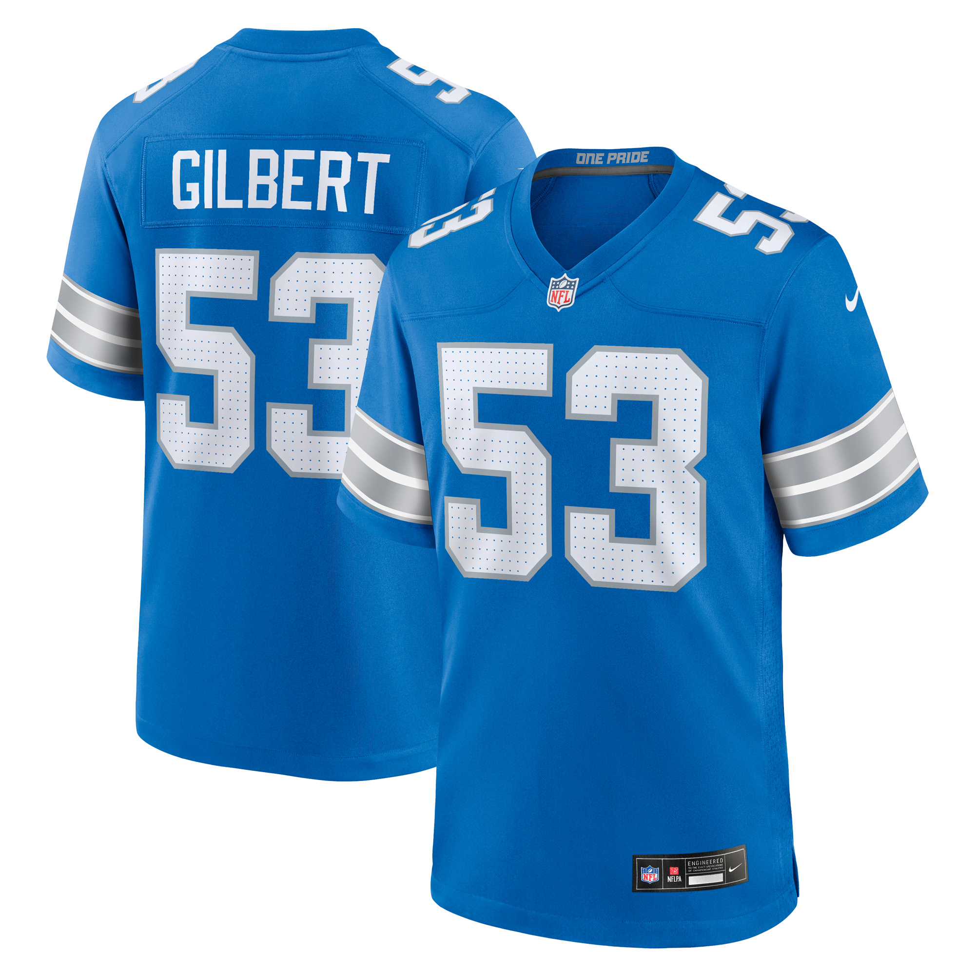Men's Nike DaRon Gilbert Blue Detroit Lions Game Jersey