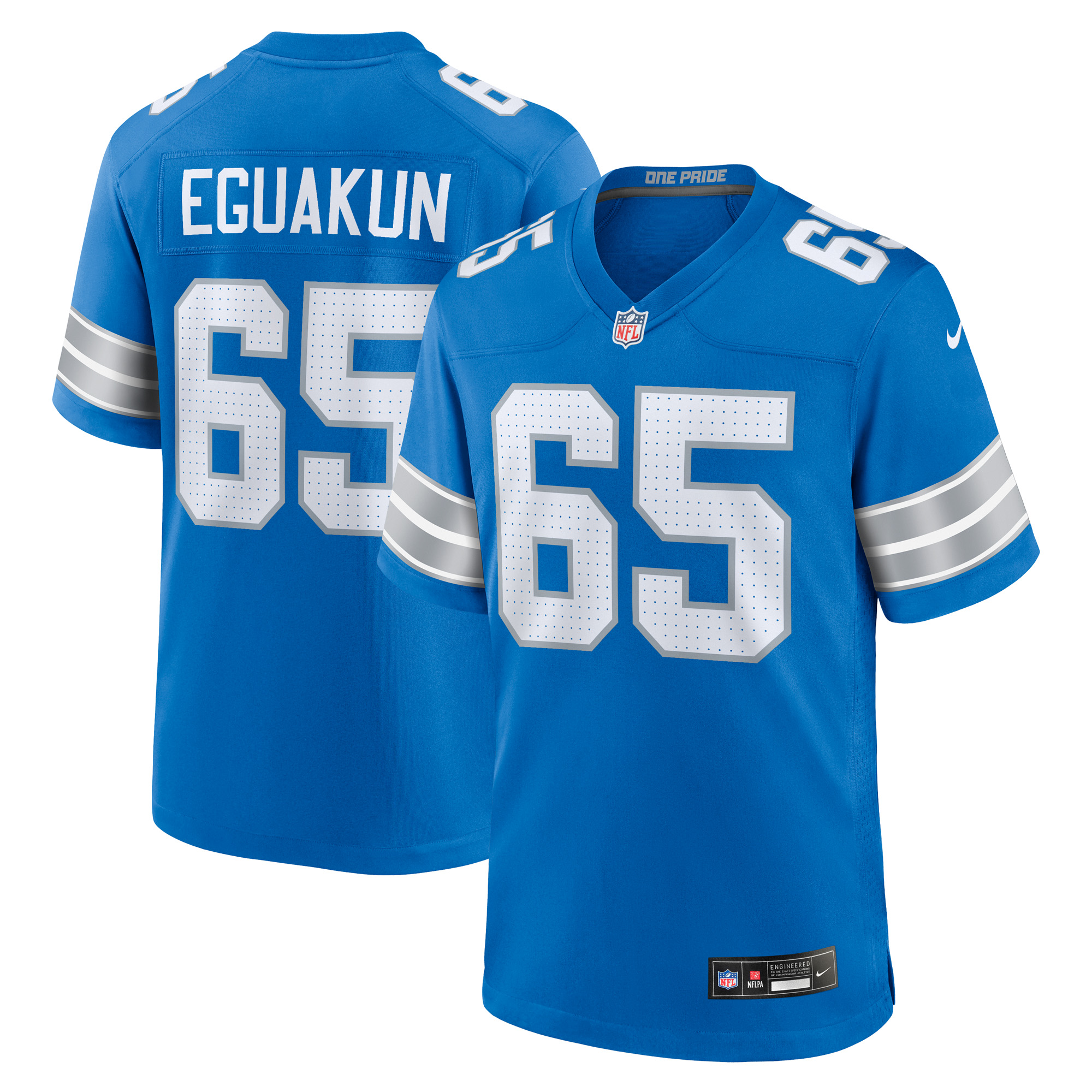 Men's Nike Kingsley Eguakun Blue Detroit Lions Game Jersey