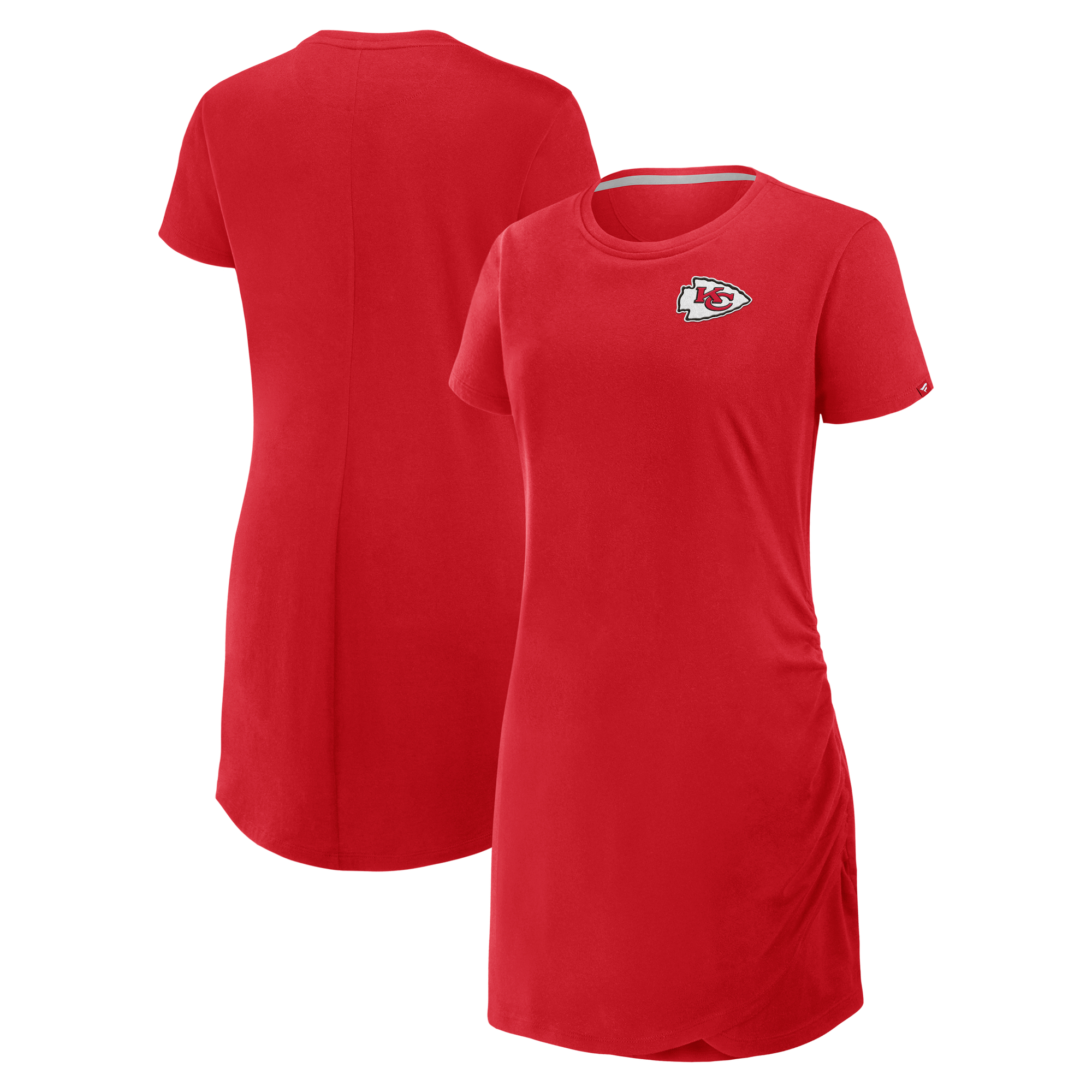 Women's Fanatics Red Kansas City Chiefs Ruched Drape T-Shirt Dress