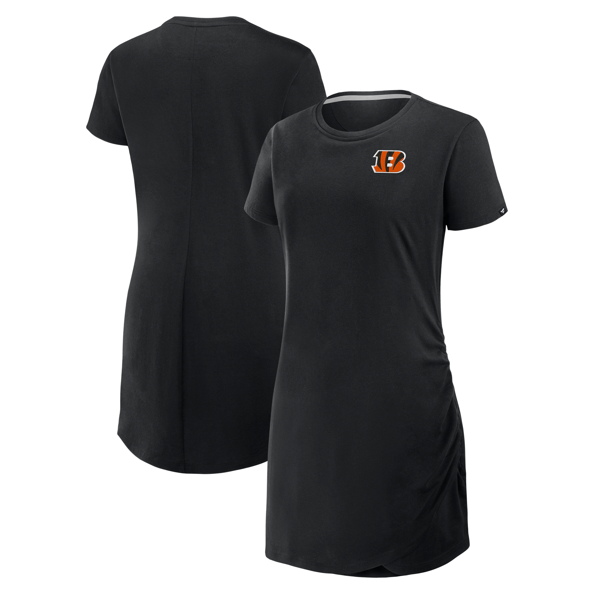 Women's Fanatics Black Cincinnati Bengals Ruched Drape T-Shirt Dress