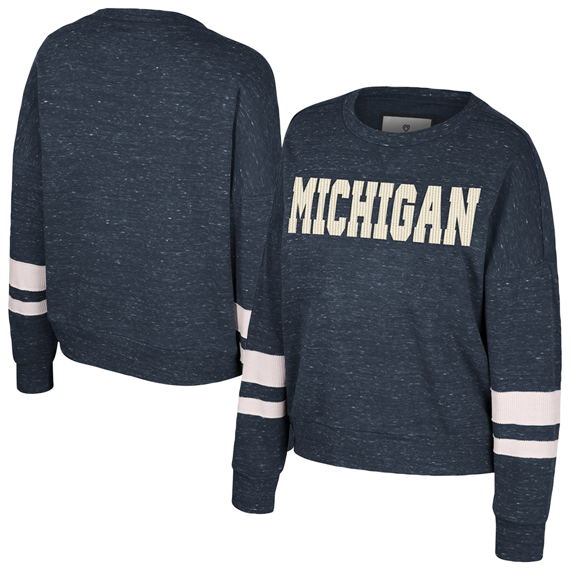 Women’s Colosseum Navy Michigan Wolverines Lost City Speckle Pullover Sweatshirt Women’s Colosseum Navy Michigan Wolverines Lost City Speckle Pullover Sweatshirt