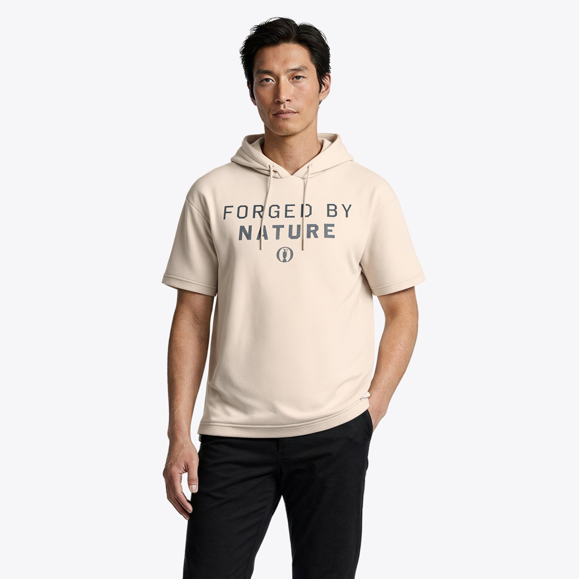 Felpa con cappuccio Manica corta The Open Elevated Supersoft - Grigio bianco