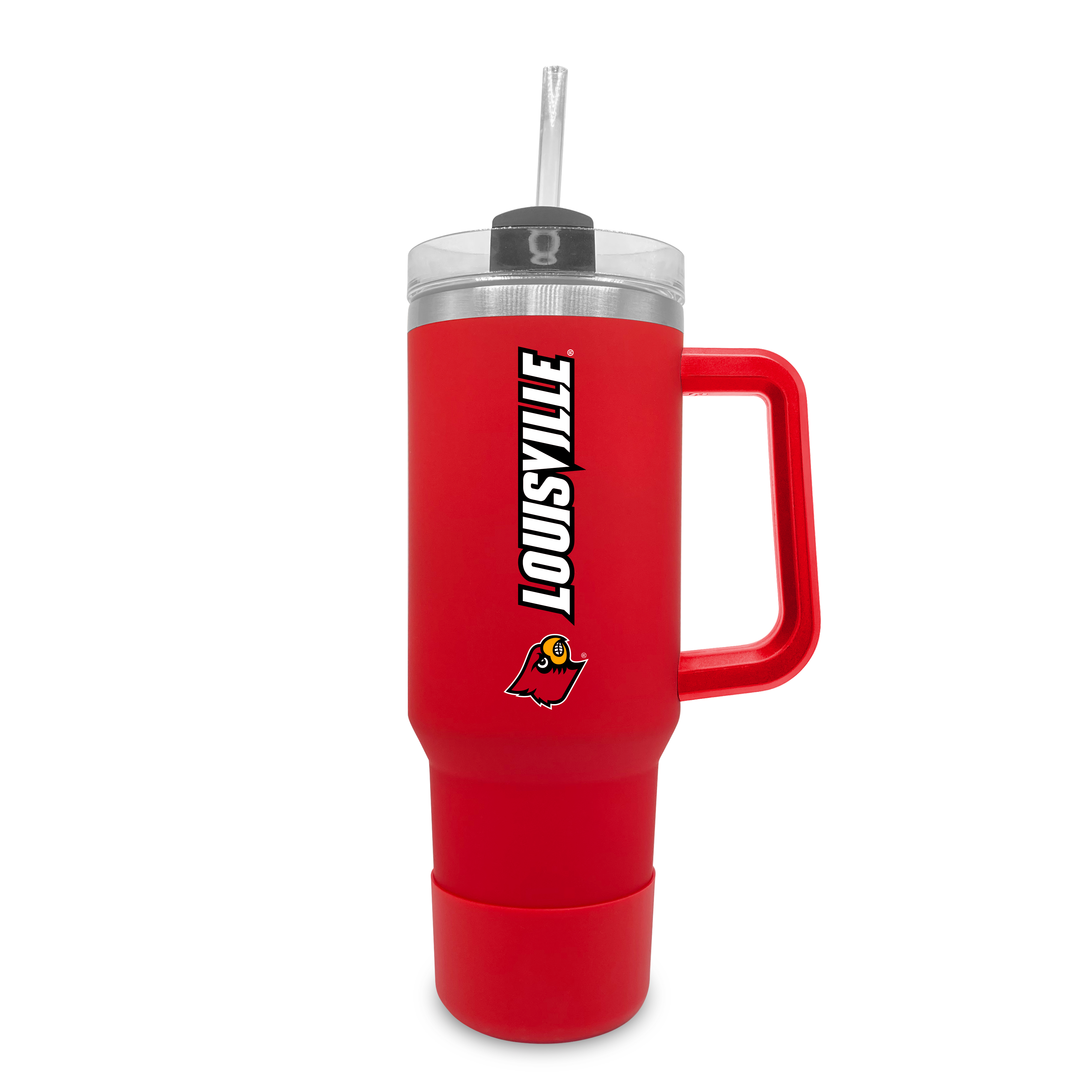 Louisville Cardinals 40oz. Stainless Tumbler with Handle & Removable Straw