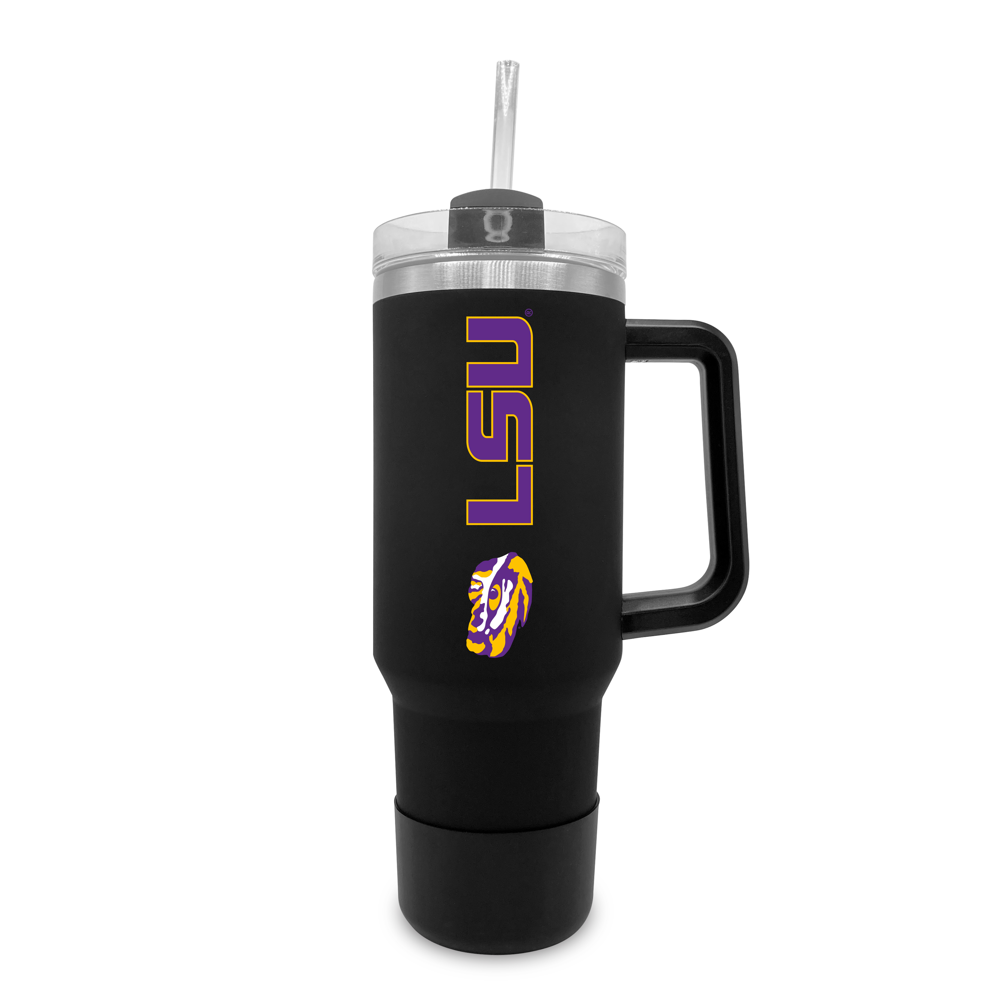 LSU Tigers 40oz. Stainless Tumbler with Handle & Removable Straw