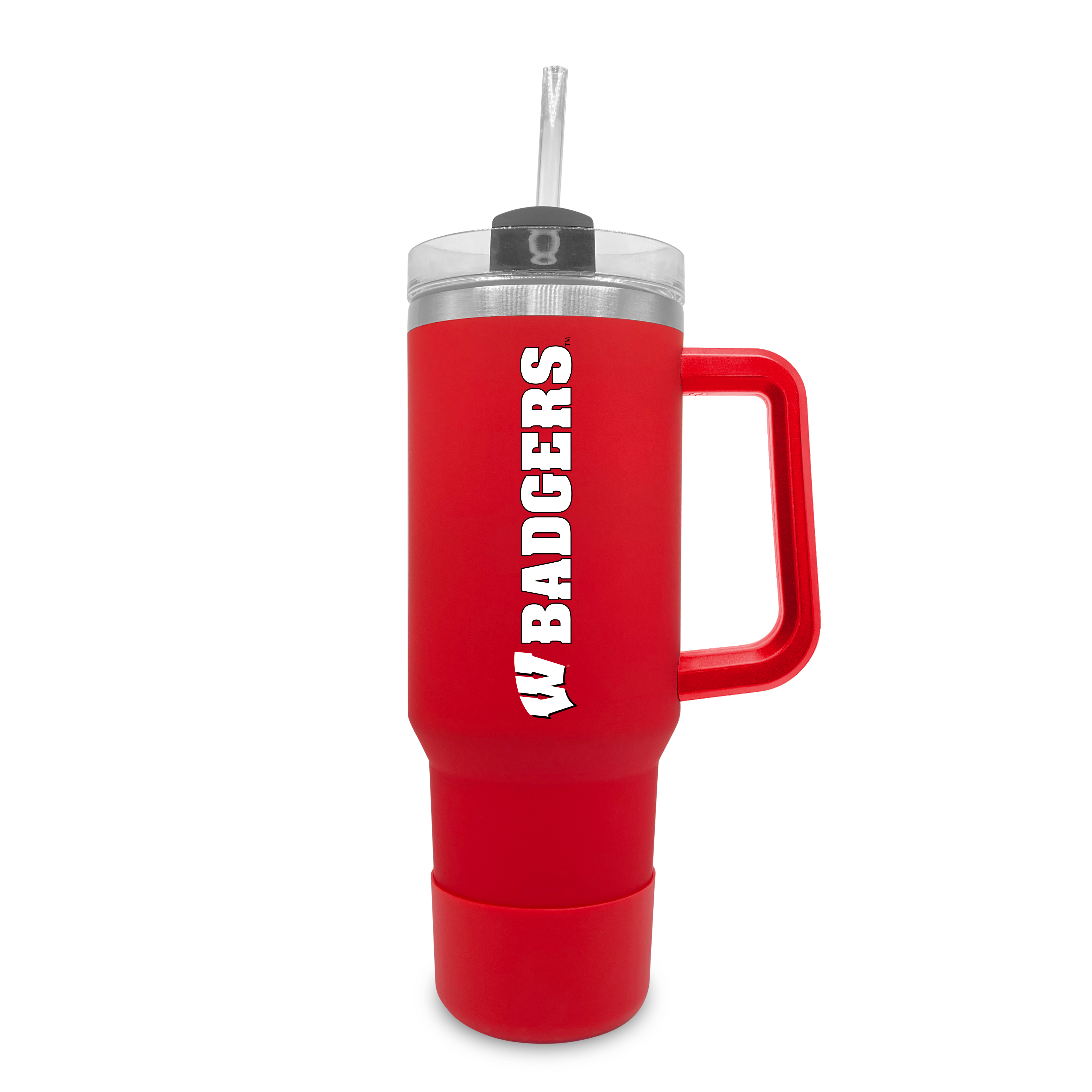 Wisconsin Badgers 40oz. Stainless Tumbler with Handle & Removable Straw
