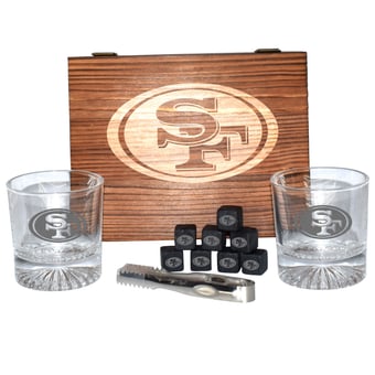 The Memory Company San Francisco 49ers Wood Boxed Drinkware Set