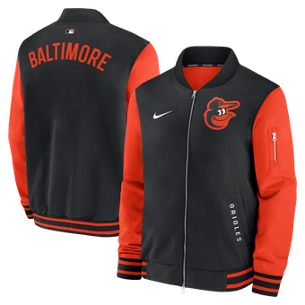 Men's Nike Black/Orange Baltimore Orioles Authentic Collection Dugout Relaxed Full-Zip Bomber Jacket