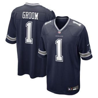 Men's Nike Number 1 Groom Navy Dallas Cowboys Game Jersey
