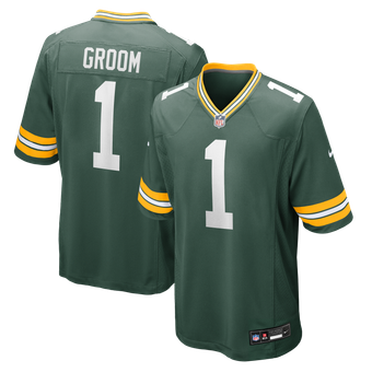 Men's Nike Number 1 Groom Green Green Bay Packers Game Jersey