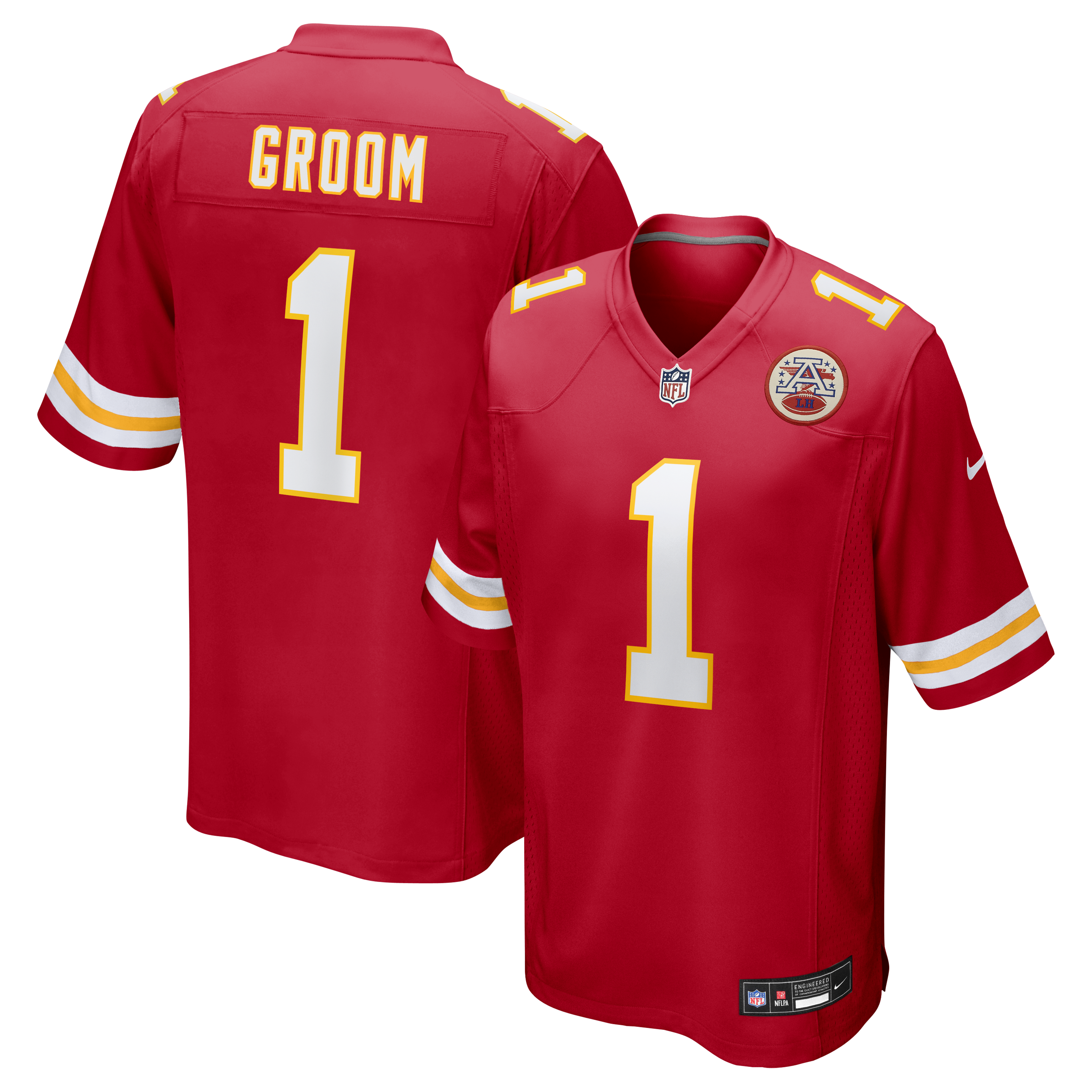 Men's Nike Number 1 Groom Red Kansas City Chiefs Game Jersey