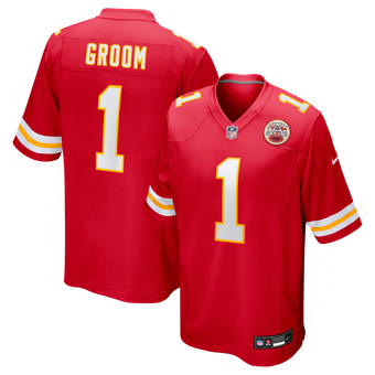 Men's Nike Number 1 Groom Red Kansas City Chiefs Game Jersey