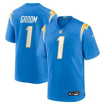 Men's Nike Number 1 Groom Powder Blue Los Angeles Chargers Game Jersey