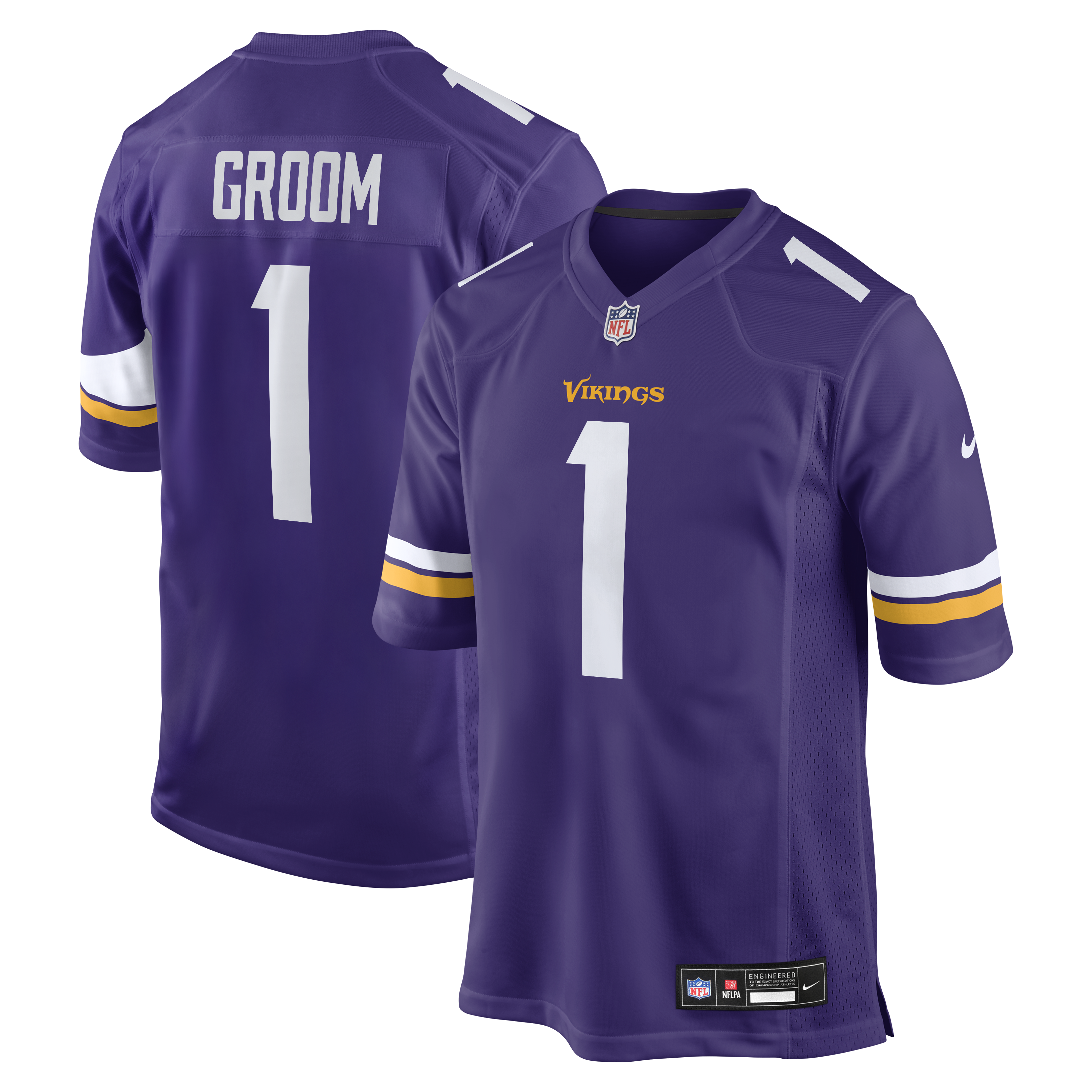 Men's Nike Number 1 Groom Purple Minnesota Vikings Game Jersey