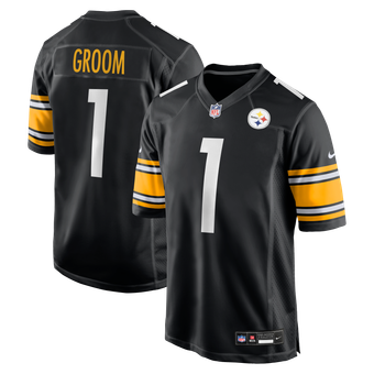 Men's Nike Number 1 Groom Black Pittsburgh Steelers Game Jersey