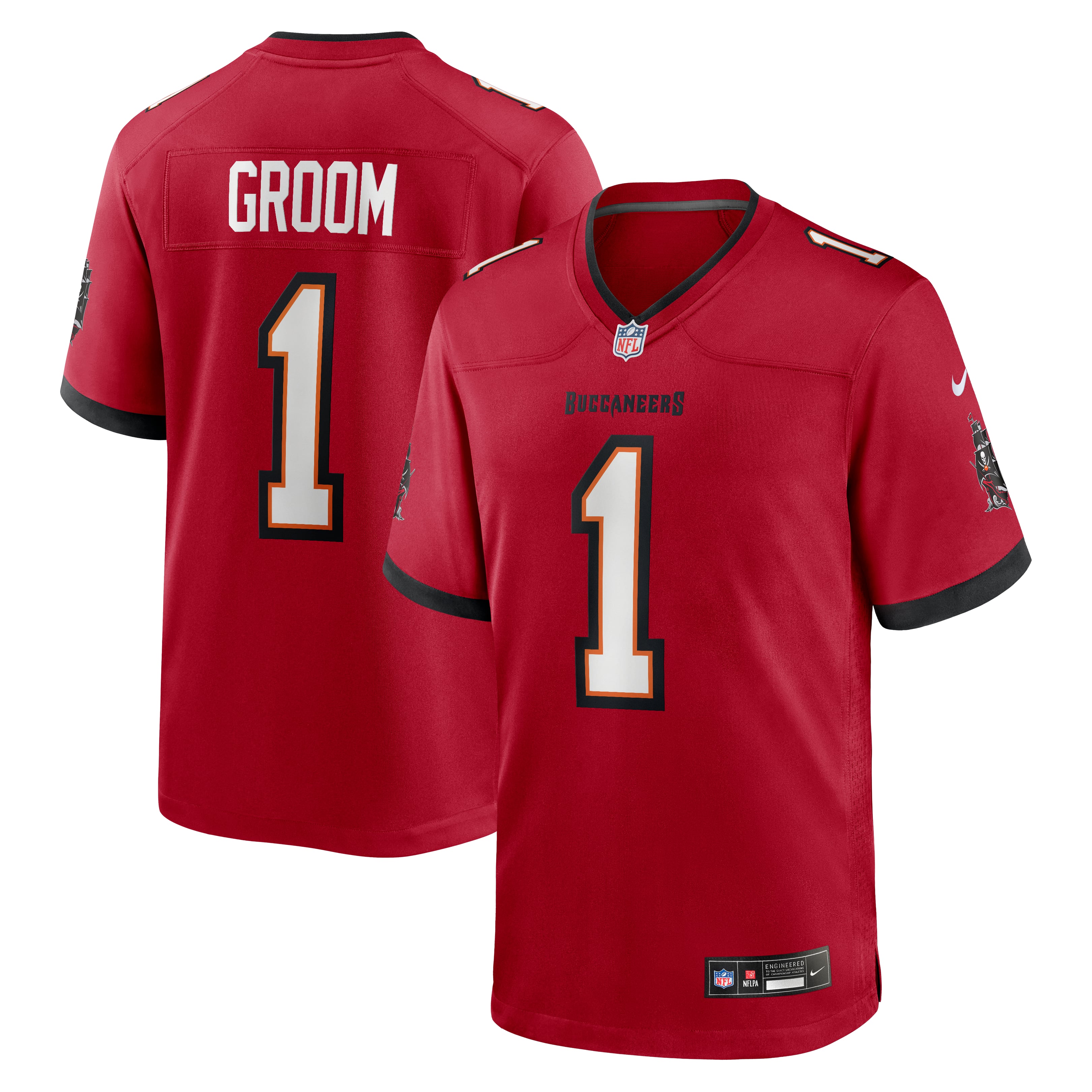 Men's Nike Number 1 Groom Red Tampa Bay Buccaneers Game Jersey