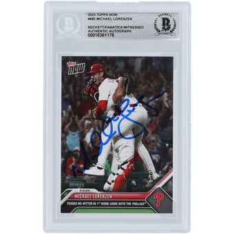 Michael Lorenzen Philadelphia Phillies Autographed 2023 Topps Now Tosses No-Hitter #685 Beckett Fanatics Witnessed Authenticated Card