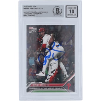 Michael Lorenzen Philadelphia Phillies Autographed 2023 Topps Now Tosses No-Hitter #685 Beckett Fanatics Witnessed Authenticated 10 Card