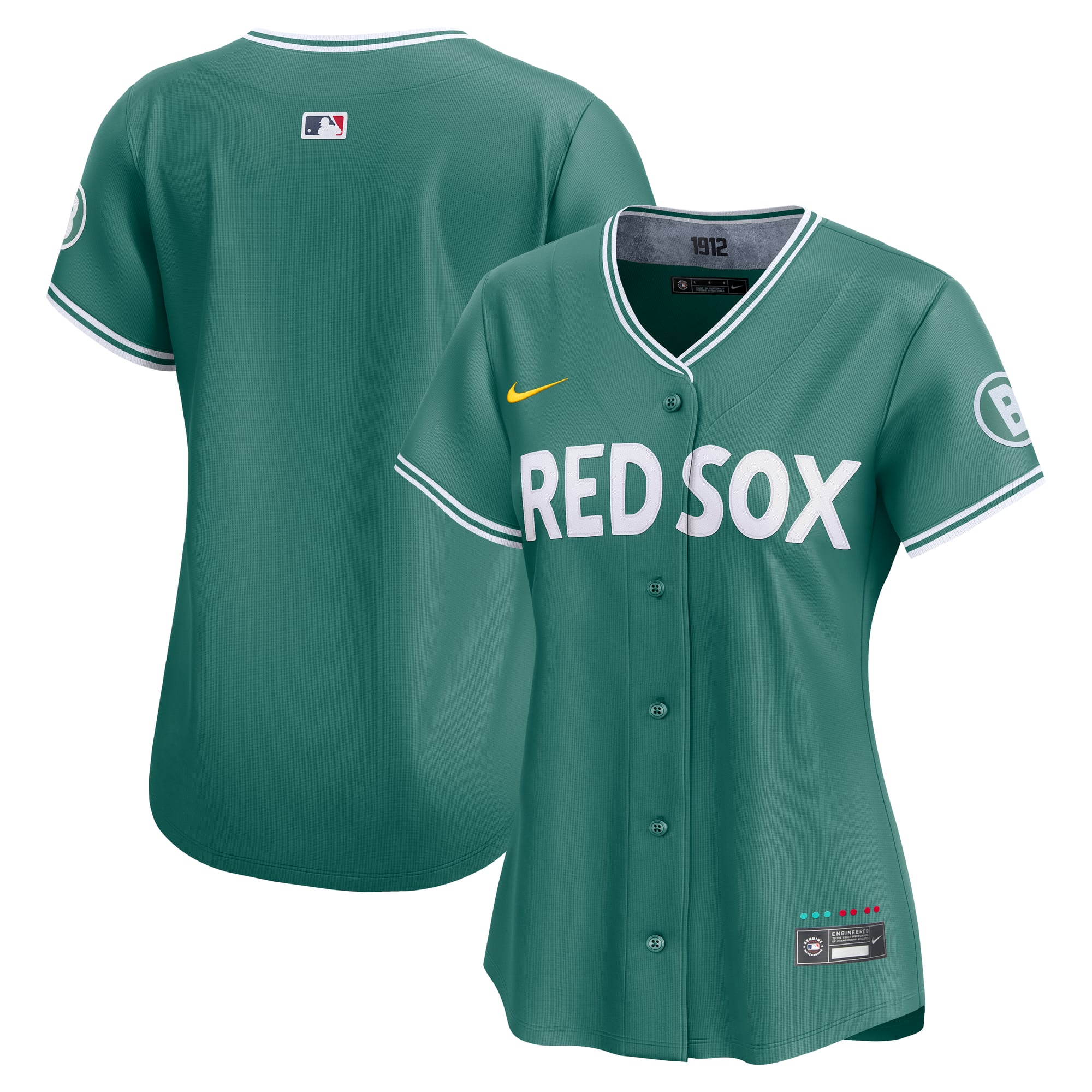 Camiseta Nike verde de los Boston Red Sox 2025 City Connect Limited para mujer
