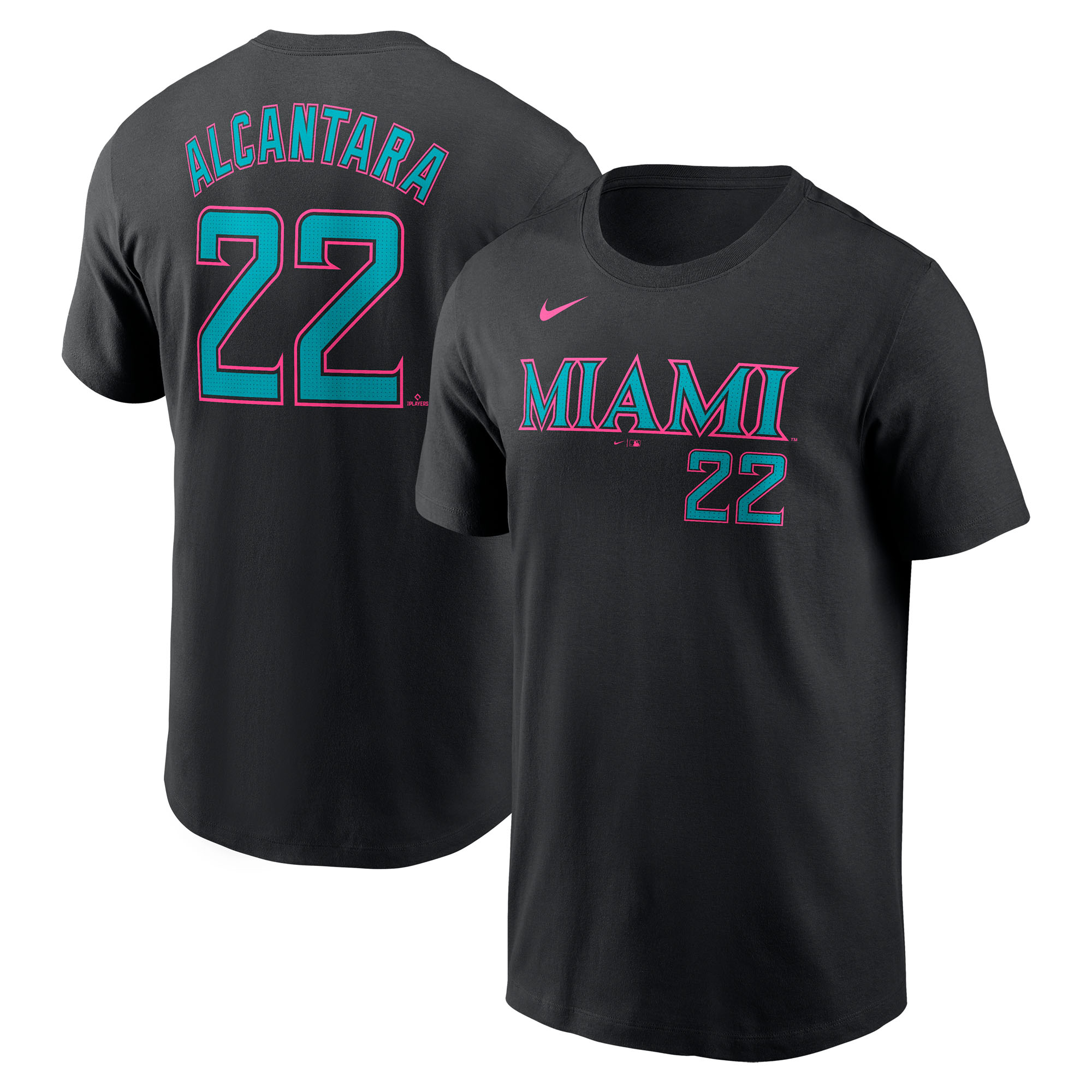 Men's Nike Sandy Alcantara Black Miami Marlins 2025 City Connect Fuse Name & Number T-Shirt