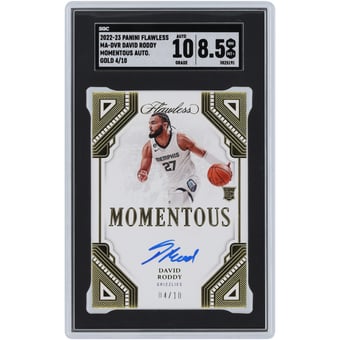 David Roddy Memphis Grizzlies Autographed 2022-23 Panini Flawless Momentous Gold #MA-DVR #4/10 SGC Authenticated 8.5/10 Rookie Card