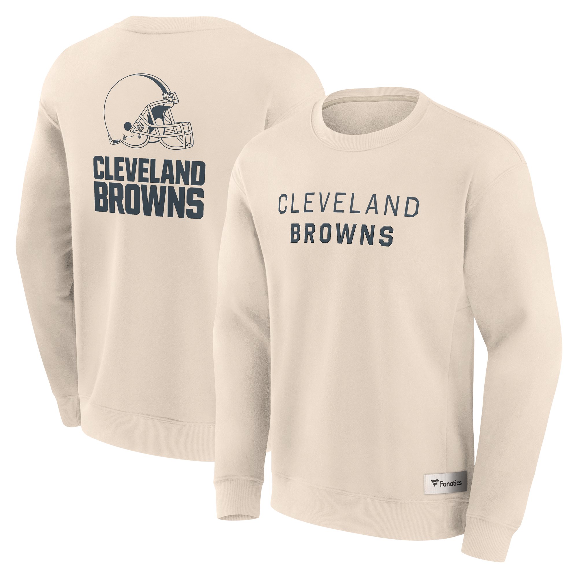 Men's Fanatics Cream Cleveland Browns Elements Future Ground Lettering Pullover Sweatshirt