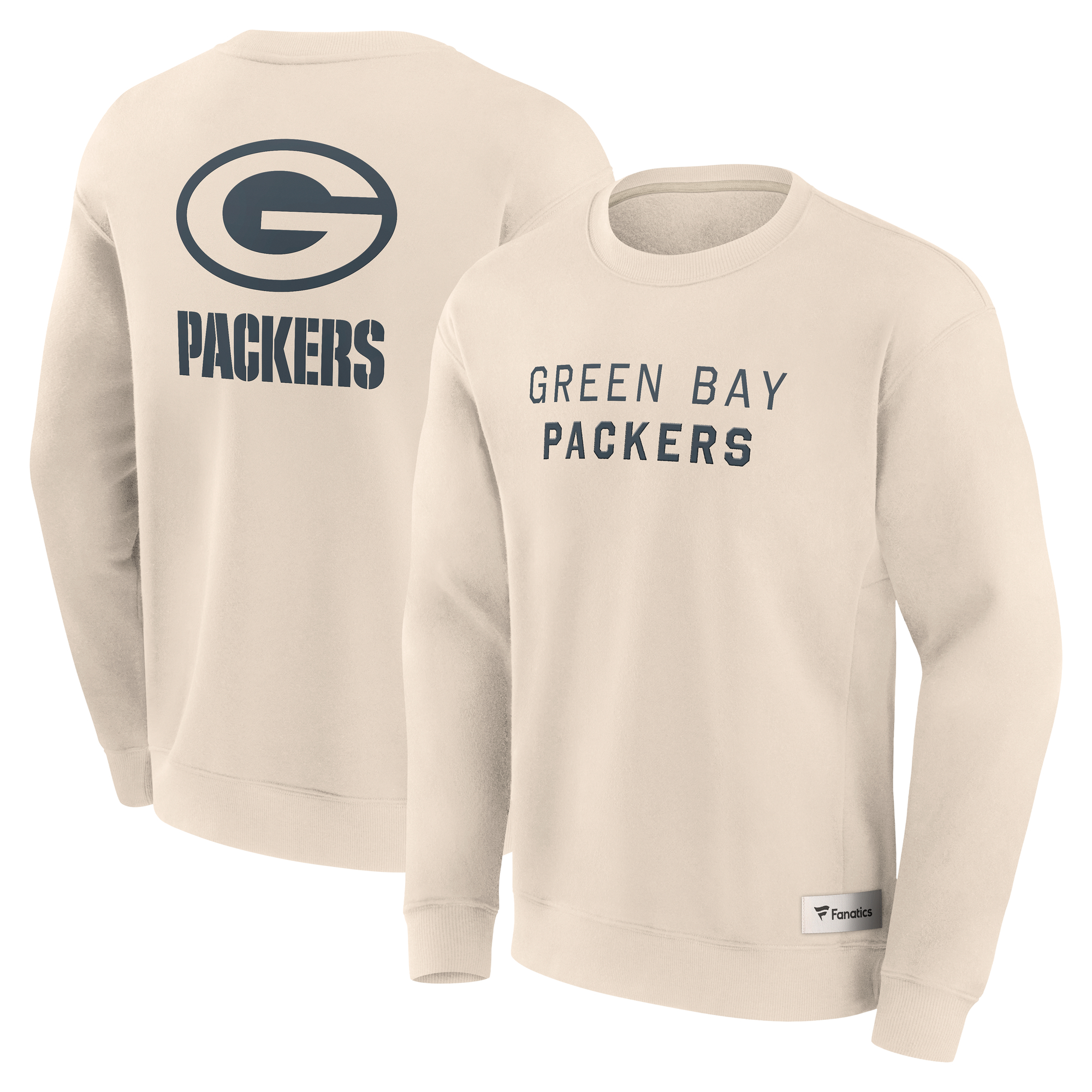 Men's Fanatics Cream Green Bay Packers Elements Future Ground Lettering Pullover Sweatshirt