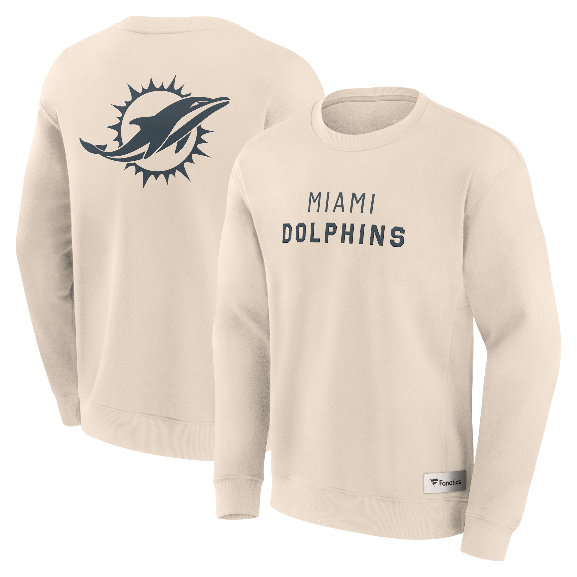 Men's Fanatics Cream Miami Dolphins Elements Future Ground Lettering Pullover Sweatshirt